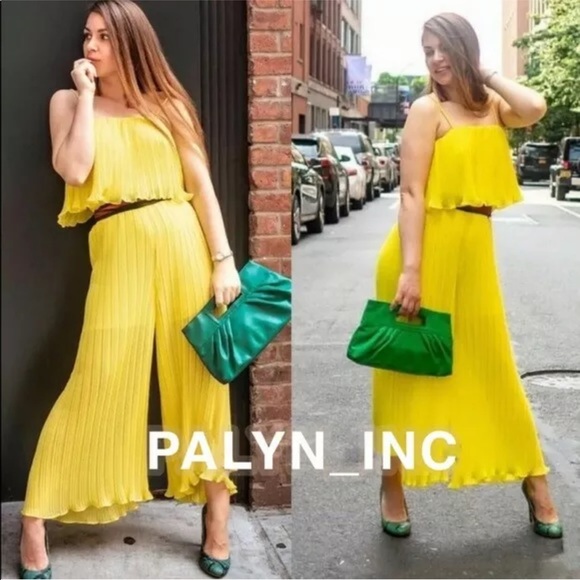 zara pleated jumpsuit with straps